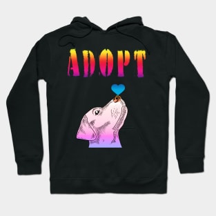 Adopt a dog from an animal shelter. Rescue dogs. Beautiful Labrador head with a blue heart on his nose. Lab lover. Hoodie